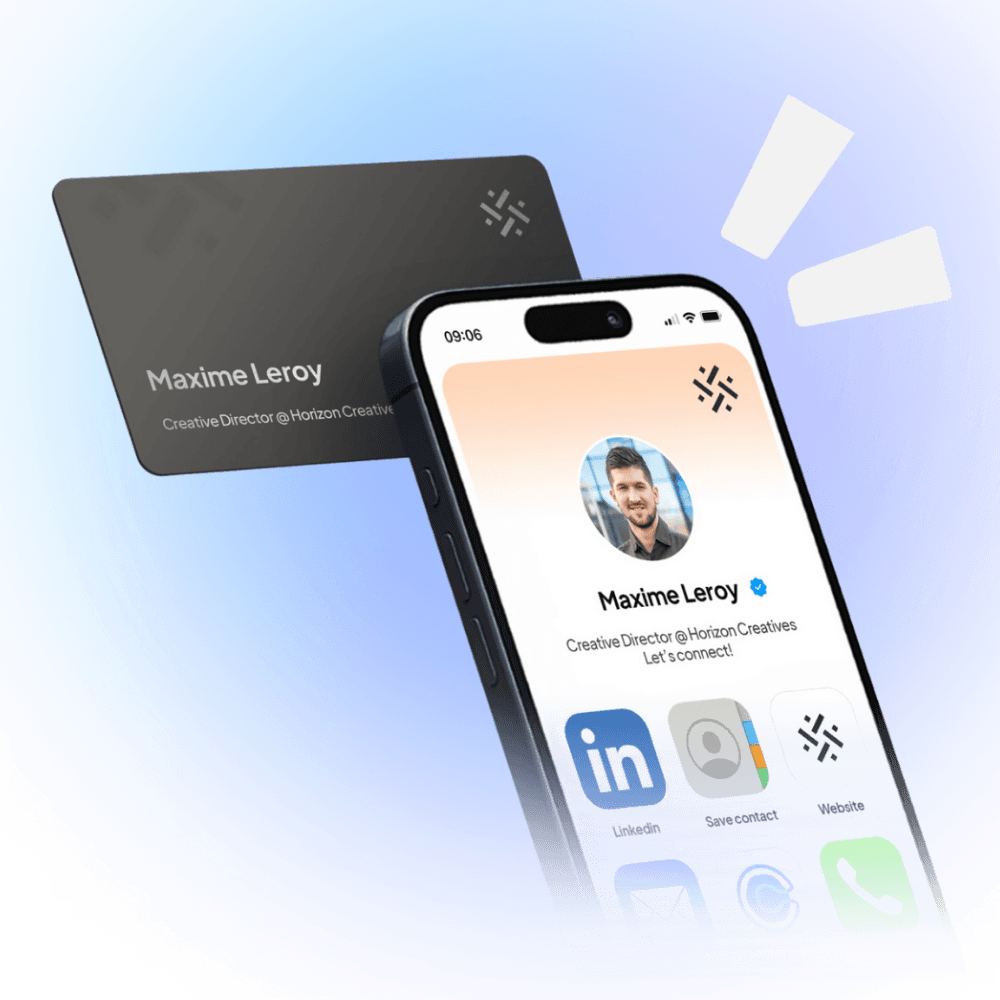 Tapni NFC-Visitenkarte wird an ein Smartphone gehalten