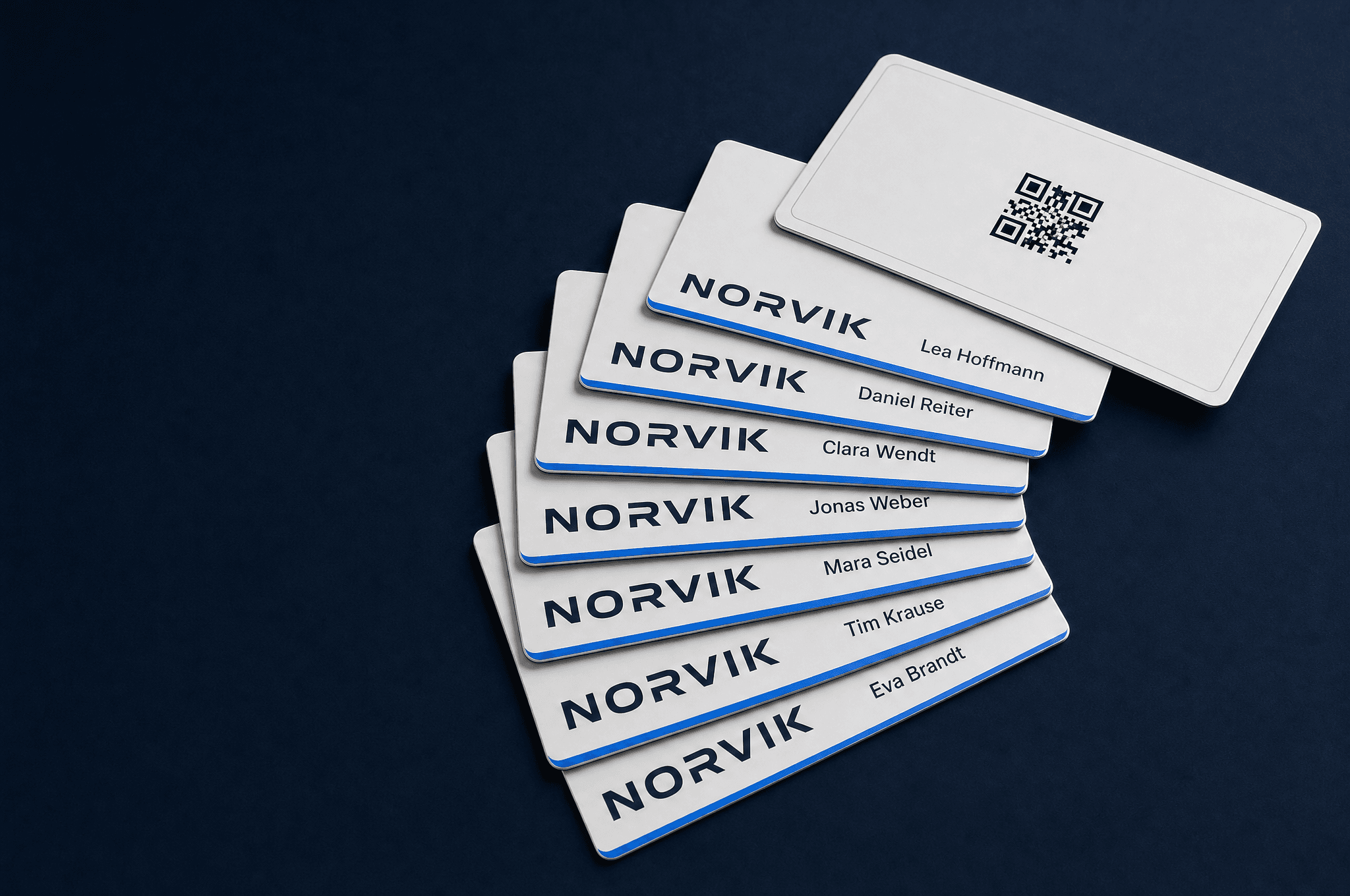 Matching black NFC business cards for a whole team
